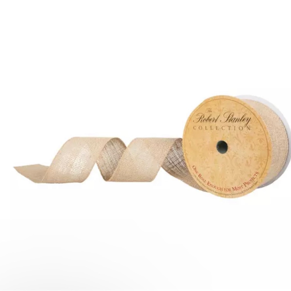 Robert Stanley Burlap Wired Ribbon  2.5”x30’